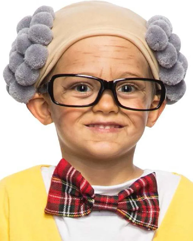 Wig for bold statement-100 Days Little Grandpa Kids Wig and Glasses Set