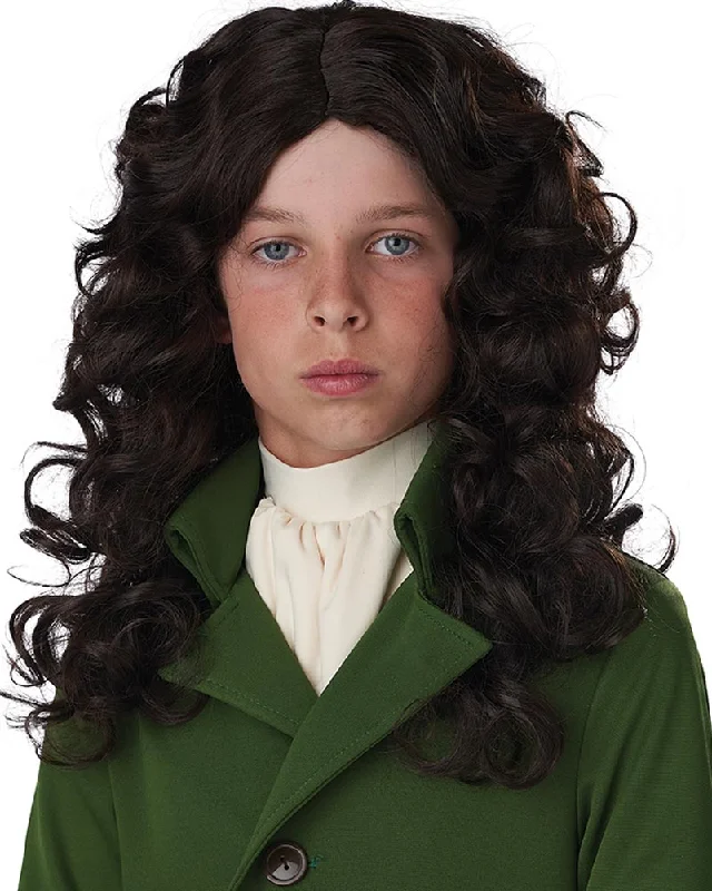 Pastel wig for festival-17th Century Cavalier Long Brown Kids Wig