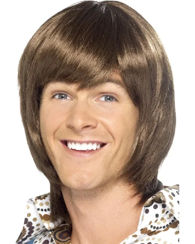 Long layered wig brown-70s Heartthrob Brown Wig