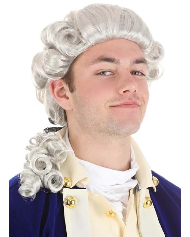 Wig for easy wear-American Colonial Adults Powdered Wig