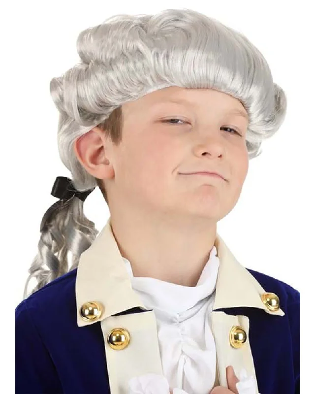 Wig for sleek shine-American Colonial Kids Powdered Wig