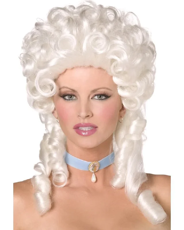 Lace closure wig cheap-Baroque White Curly Wig