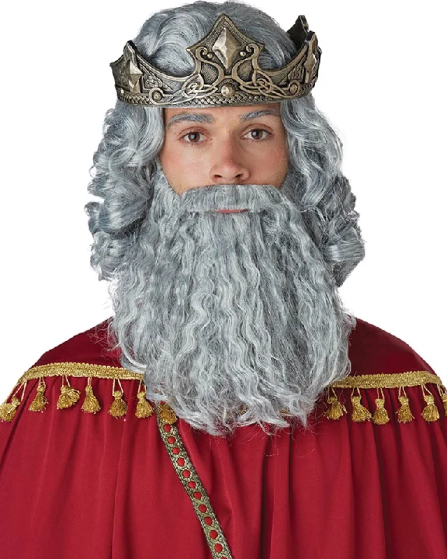 Blonde bob wig medium-Biblical King Curly Grey Wig and Beard