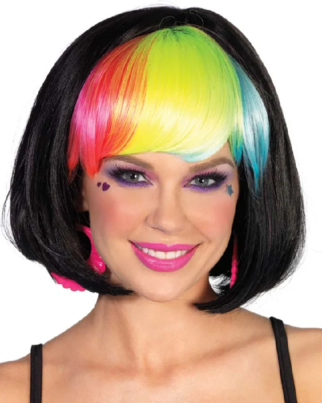 Wig for natural shine-Black Bob Rainbow Wig