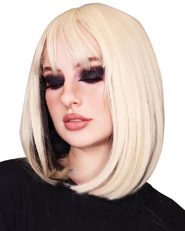 Wig for soft curls-Blonde and Dark Brown Two Tone Heat Resistant Premium Bob Wig