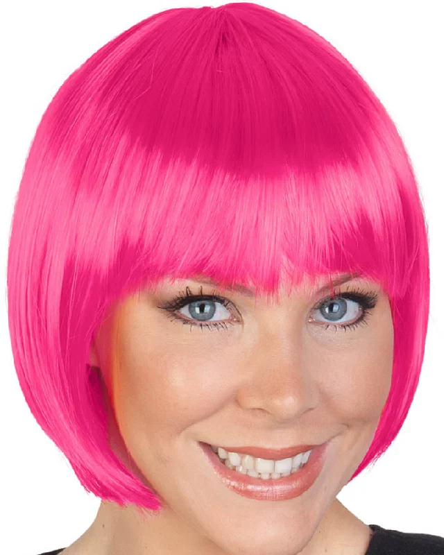 Wig for beach day-Bob Hot Pink Wig