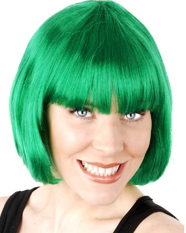 Lace front wig sale-Bright Green Paige Bob Wig with Fringe