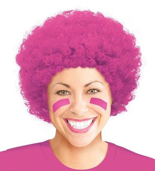 Wig for subtle style-Team Spirit Curly Pink Wig