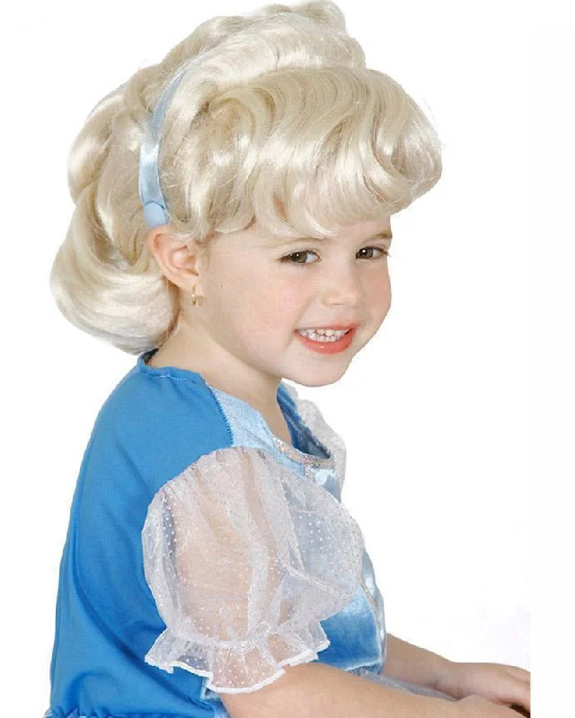 Wig for natural texture-Disney Cinderella Blonde Kids Wig