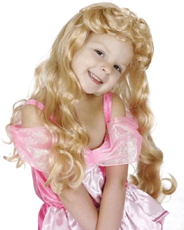 Wig for edgy style-Disney Sleeping Beauty Long Blonde Kids Wig