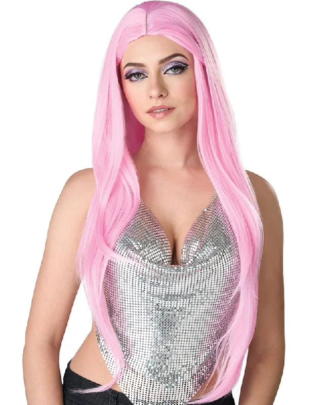 Long wavy wig gray-Extra Long Pink Wig