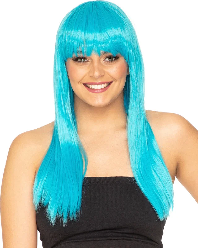 Pink wig for party-Fashion Deluxe Aquamarine Long Wig