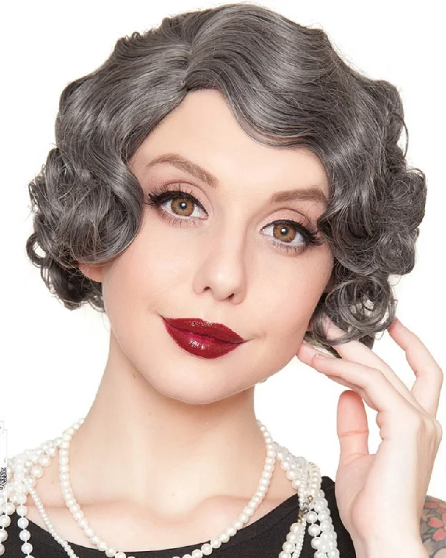 Long straight wig cheap-20s Flapper Finger Premium Grey Wig