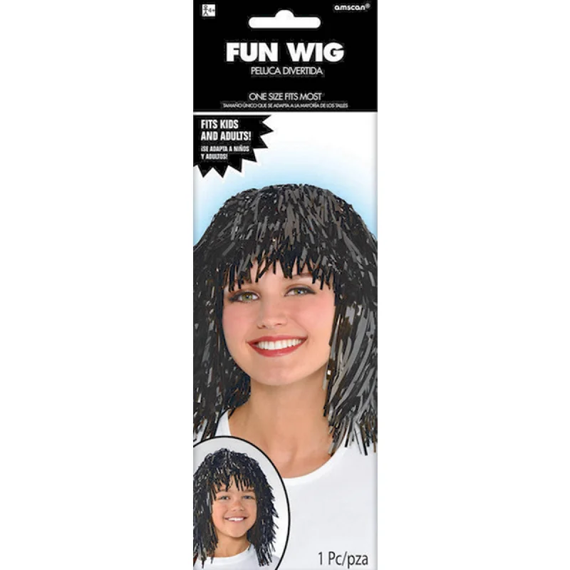 Wig for sleek texture-Team Spirit Fun Wig Black