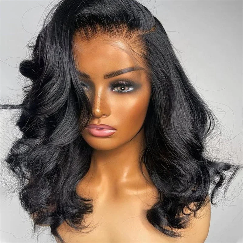 Wig for thin hair-Highknight Wholesale Cuticle Aligned Loose Wave Brazilian Virgin Hair Short Bob Wigs 150% Density Lace Front Wig For Black Women