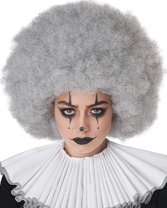 Wig for sleek texture-Jumbo Grey Afro Wig