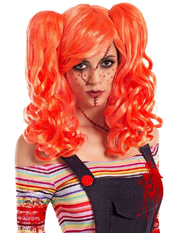 Wig for theater play-Killer Doll Orange Wig