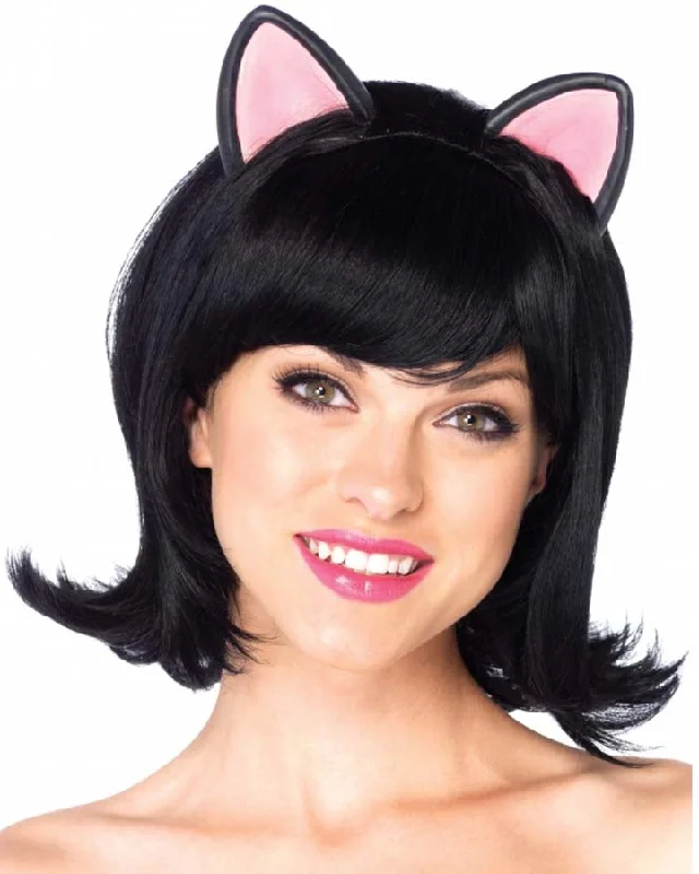 Wig for elegant style-Kitty Kat Bob Black Wig