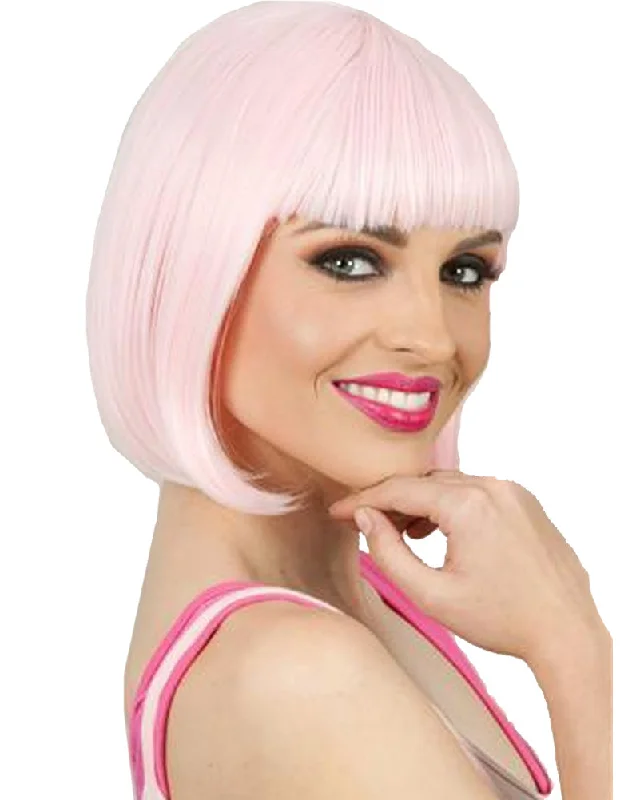 Short bob wig black-Long Bob Light Pink Wig