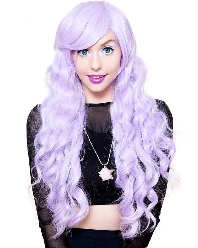 Auburn wig medium length-Long Wavy Premium Lavender Wig 70cm