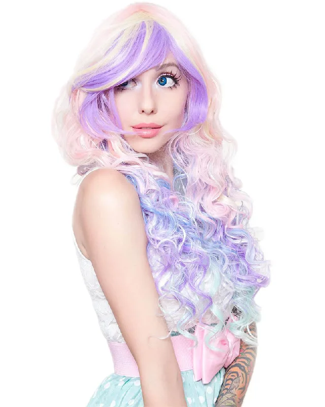 Short gray wig curly-Long Wavy Premium Rainbow Wig