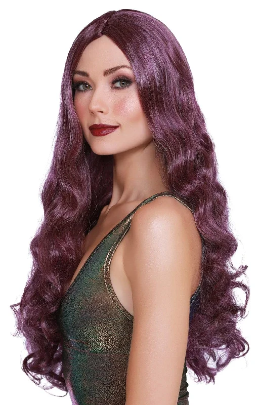 Wig for soft curls-Long Wavy Wig - Purple