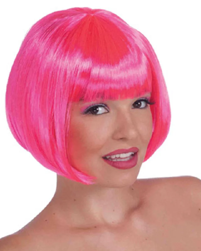 Long red wig curly-Neon Pink Wig