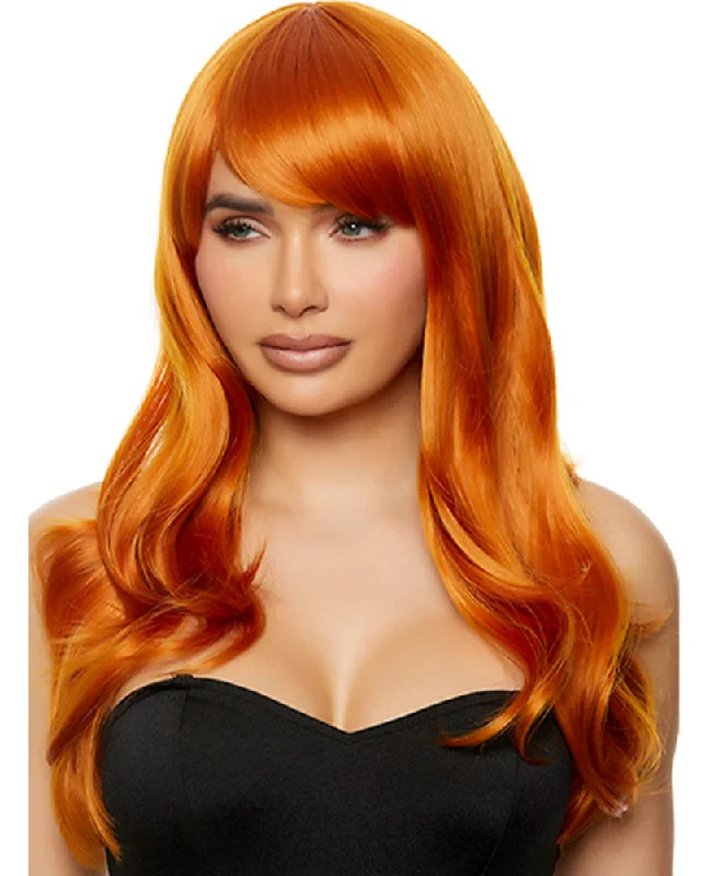 Wig for bold texture-Orange Curly Wig