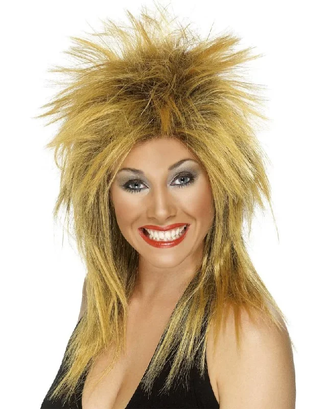 Medium length wig gray-80s Rock Diva Ginger Wig