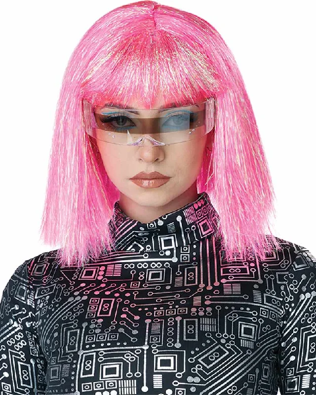 Wig for funky style-Shimmering Pink Bob Wig