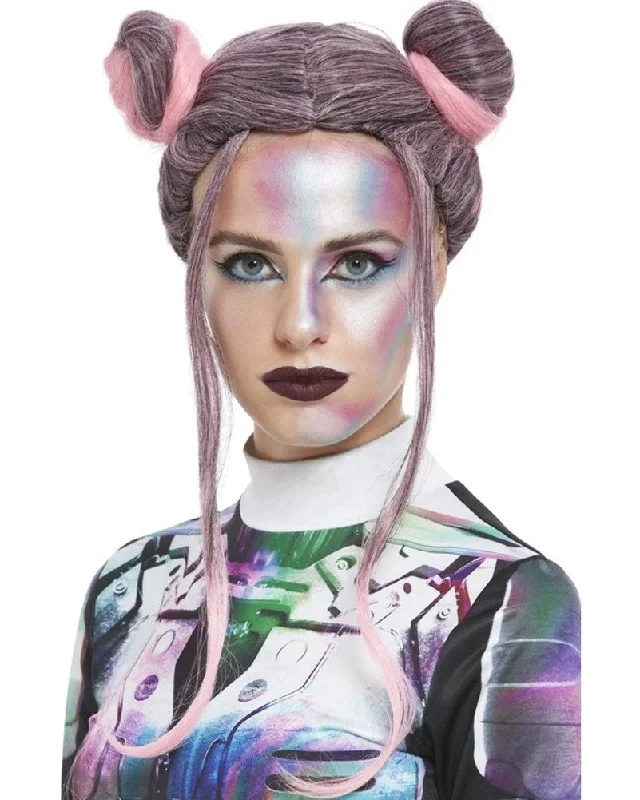 Wig for effortless vibe-Space Buns Short Pink Wig