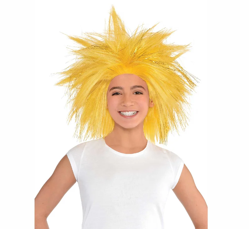 Short black wig curly-Team Spirit Gold Crazy Wig