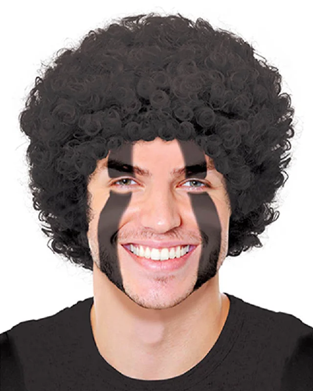 Wig for costume party-Team Spirit Short Curly Black Wig