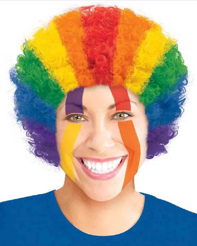 Wig for bold shine-Team Spirit Short Curly Rainbow Wig