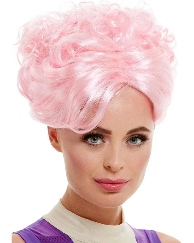 Curly wig for party-Trapeze Artist Curly Pink Wig