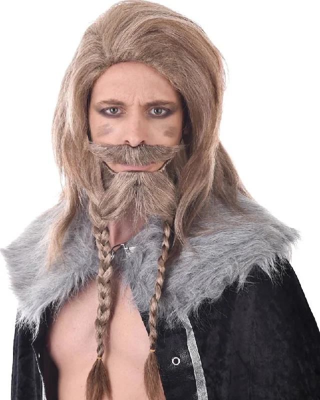 Short black wig curly-Viking Long Blonde Wig and Beard