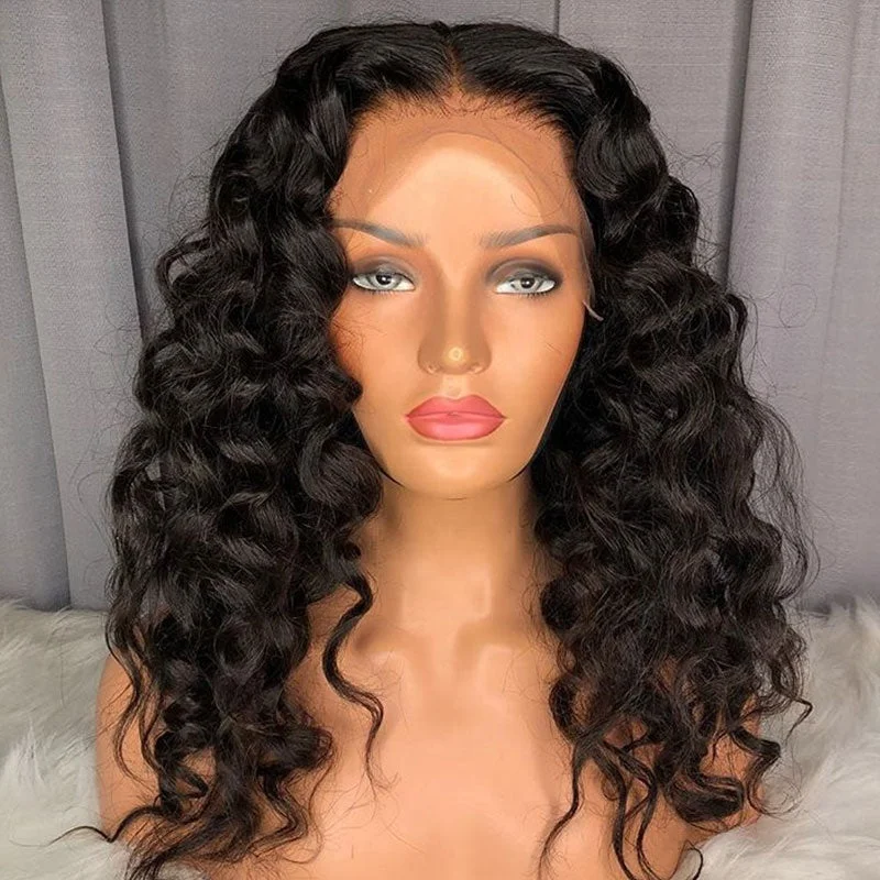 Wig with bangs cheap-wholesale loose wave brazilian hair hd lace frontal wigs for black women 13x6 hd lace frontal wig cheap 4x4 lace closure wig