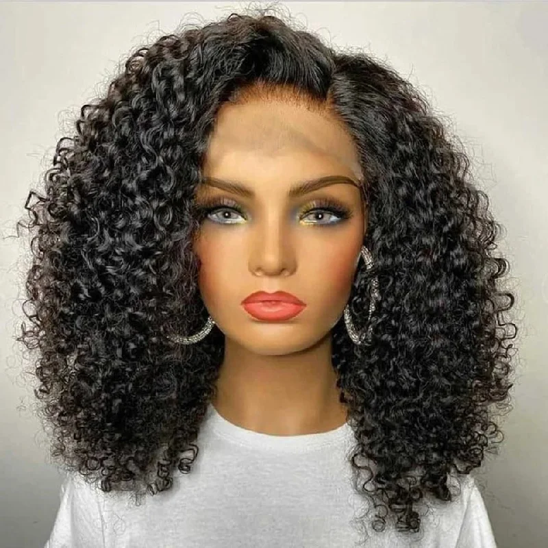 Short wig with volume-Wholesale Pre Plucked Pixie Curly Wigs Brazilian Unprocessed Hair Afro Wave Lace Front Wigs for Black Women