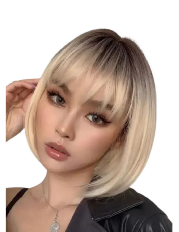 Synthetic wigs for night out-Nova |  Blonde Bob Wig with Bangs - Straight Synthetic Shoulder-Length Wig