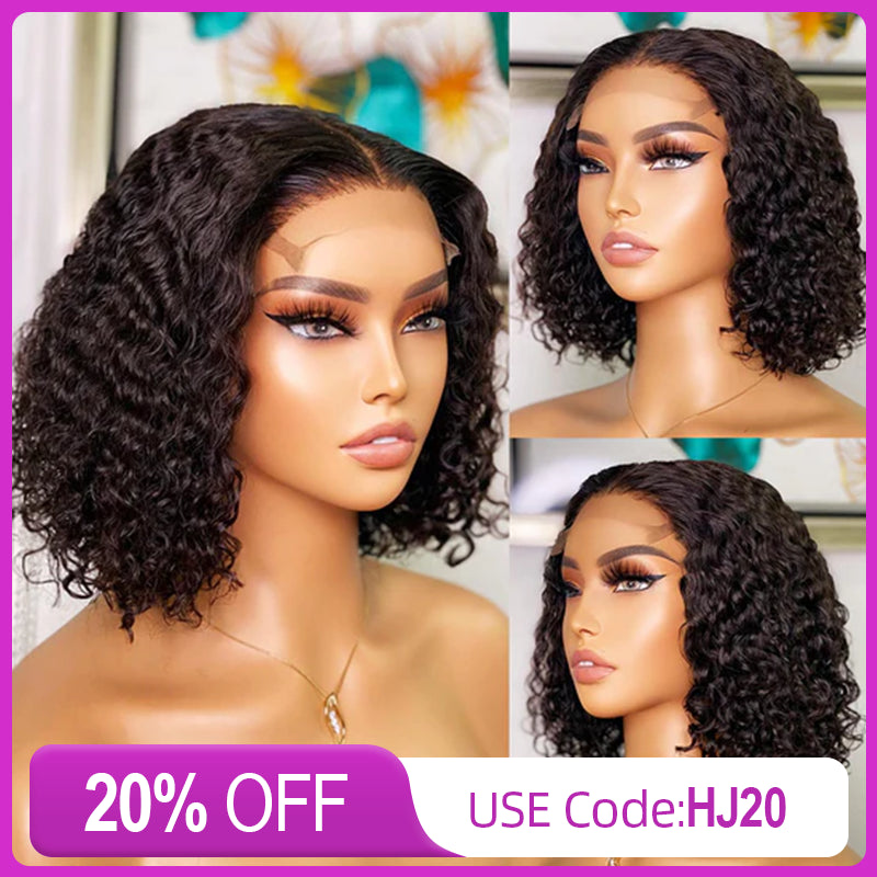 real person hair ring ceremony-Curly 4x4 Lace Bob Wigs 180% Density Human Hair Wigs