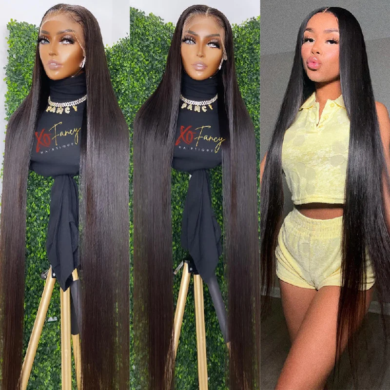 real person hair ring tips-28inch-40inch Straight  13x4 Lace Frontal Wig  Long Human Hair Wigs