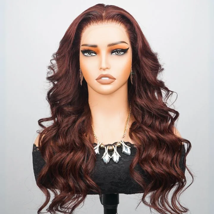 real person hair ring featured-24H Fast Shipping Sunshine Chic Loose Wave Reddish Brown Lace Wigs Human Hair Undetectable Transparent Lace Wigs - Amanda Hair