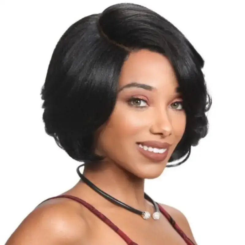 Synthetic wigs for office-Milena | Short Bob Wig - Premium Synthetic Hand-Tied Wig for a Natural Look