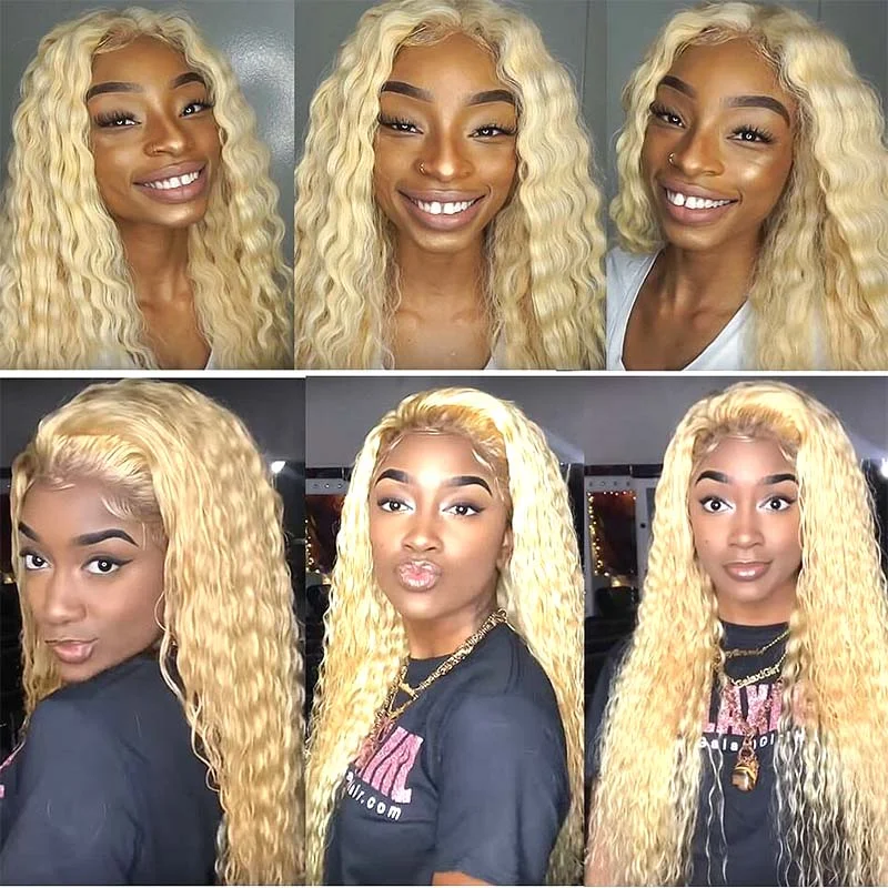 real person hair ring statement-613 Color Kinky Curl Full Lace Wig Blonde Human Hair Surprisehair