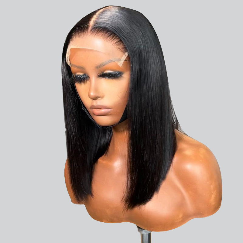 real person hair ring membership-6x6 Real HD Lace Closure Wig Bob straight Virgin Human Hair