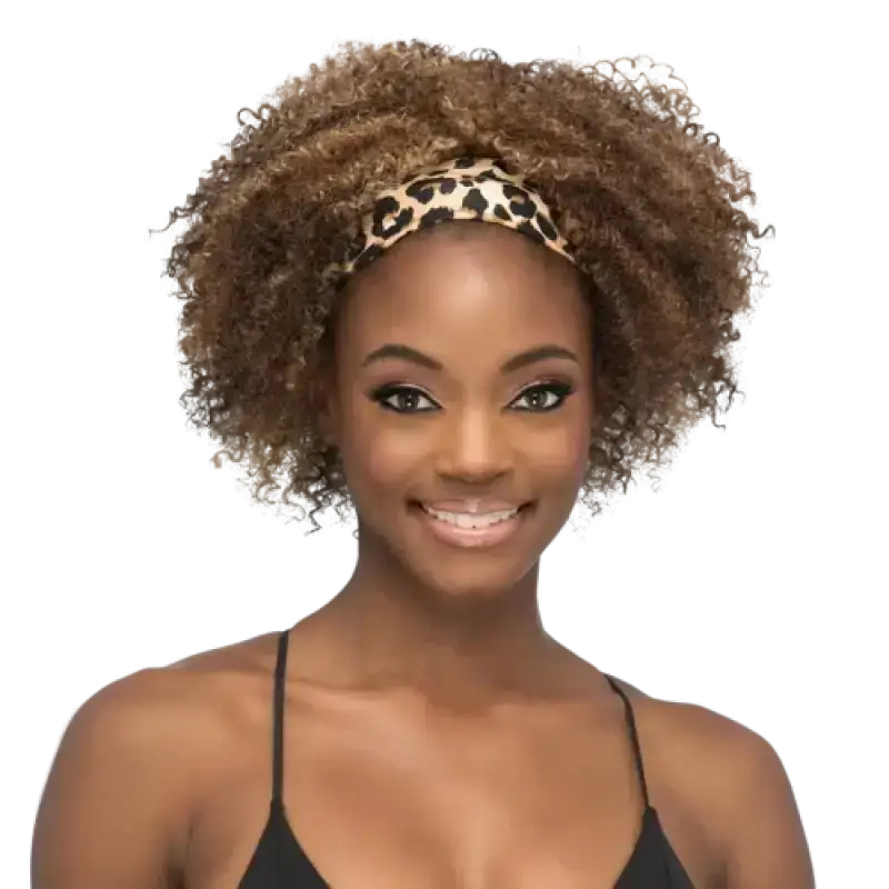 Synthetic wigs for anime cosplay-Ms. Flower | Leopard Print Headband Wig – Layered Curly Synthetic Style