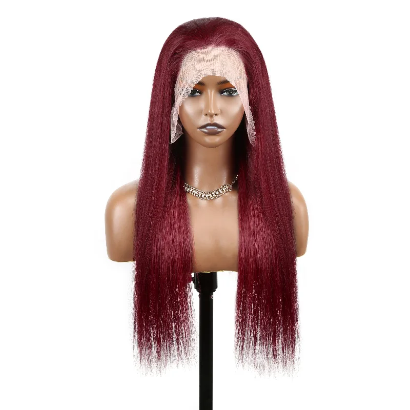 real person hair ring custom-#99J Colored Hair Lace Front Wig Straight Colored Human Hair Lace Wigs