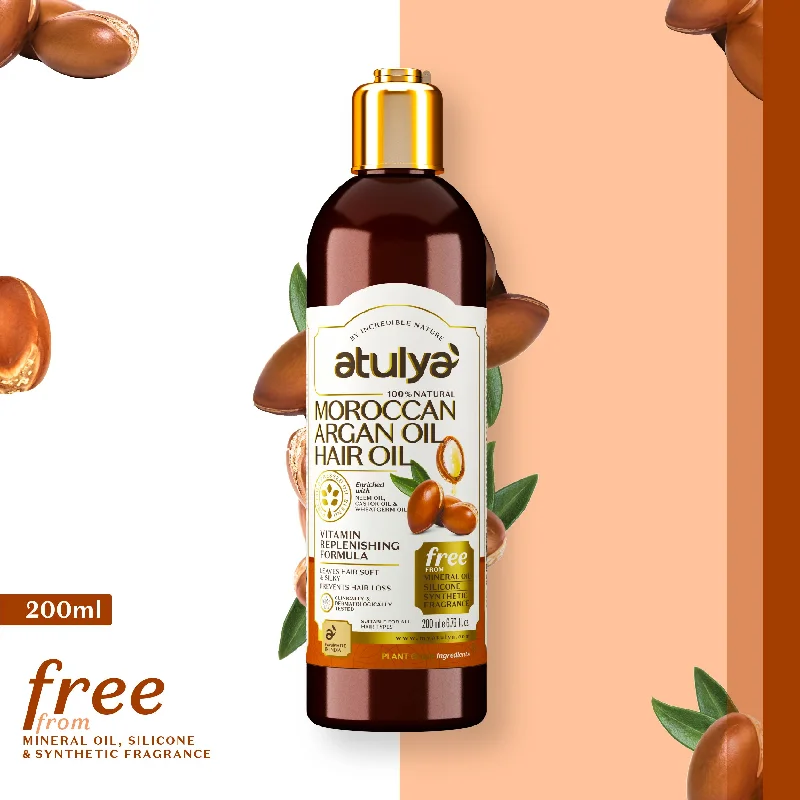 Hair care for brittle ends-atulya Moroccan Argan Hair Oil - 200ml (Buy Any3 Products & Save Rs.300 Use code : RS300)