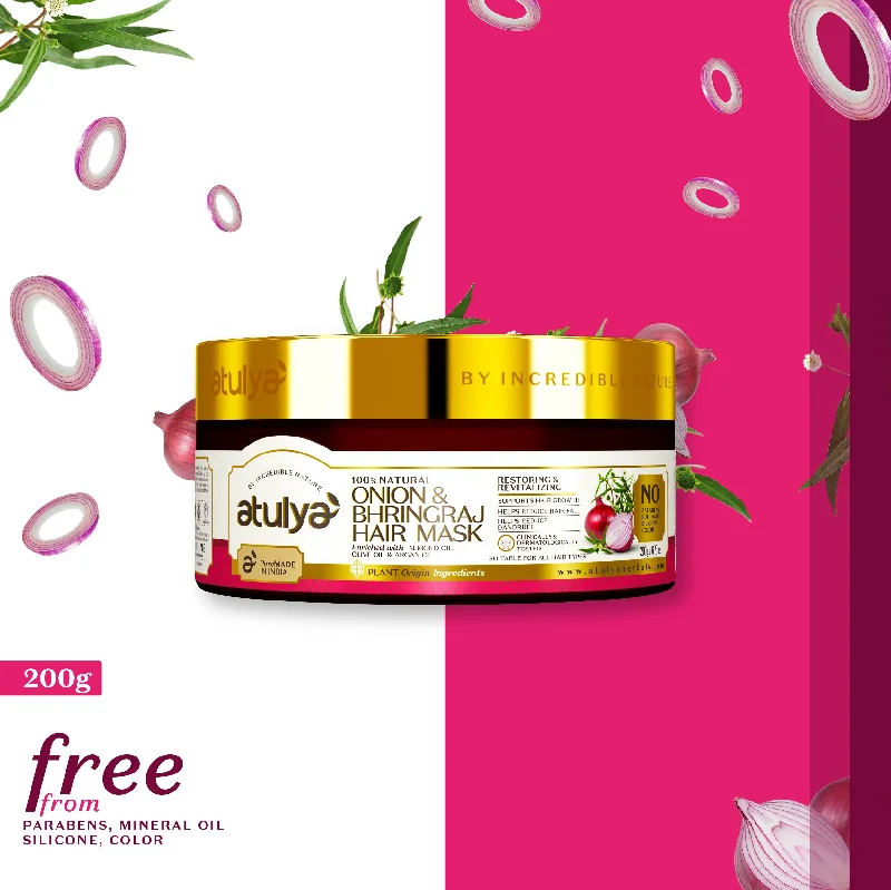 How to care for damaged wavy hair-atulya Onion & Bhringraj Hair Mask - 200gm (Buy 3 Products & Get Rs.300 Off)