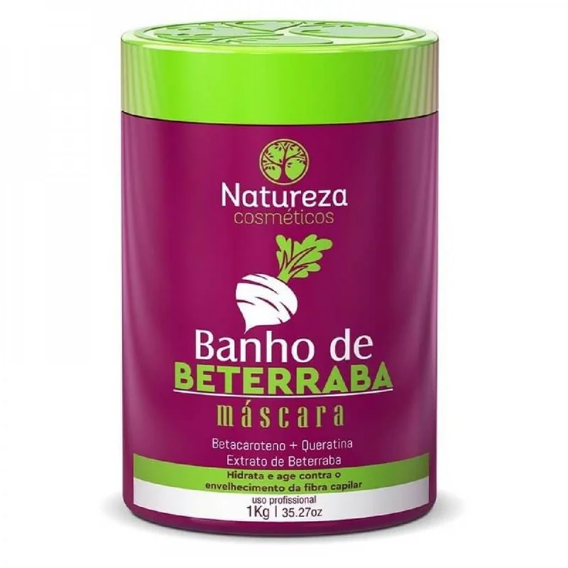 Hair care for tangled hair-Beetroot Bath Betacarotene Keratin Treatment Hair Mask 1Kg - Natureza Cosmetics